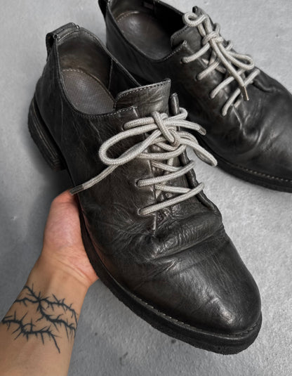 Carol Christian Poell ‘AM/2597 IN CORS-PTC’ Grey Object-dyed Horse Leather Folded Officer Derbies