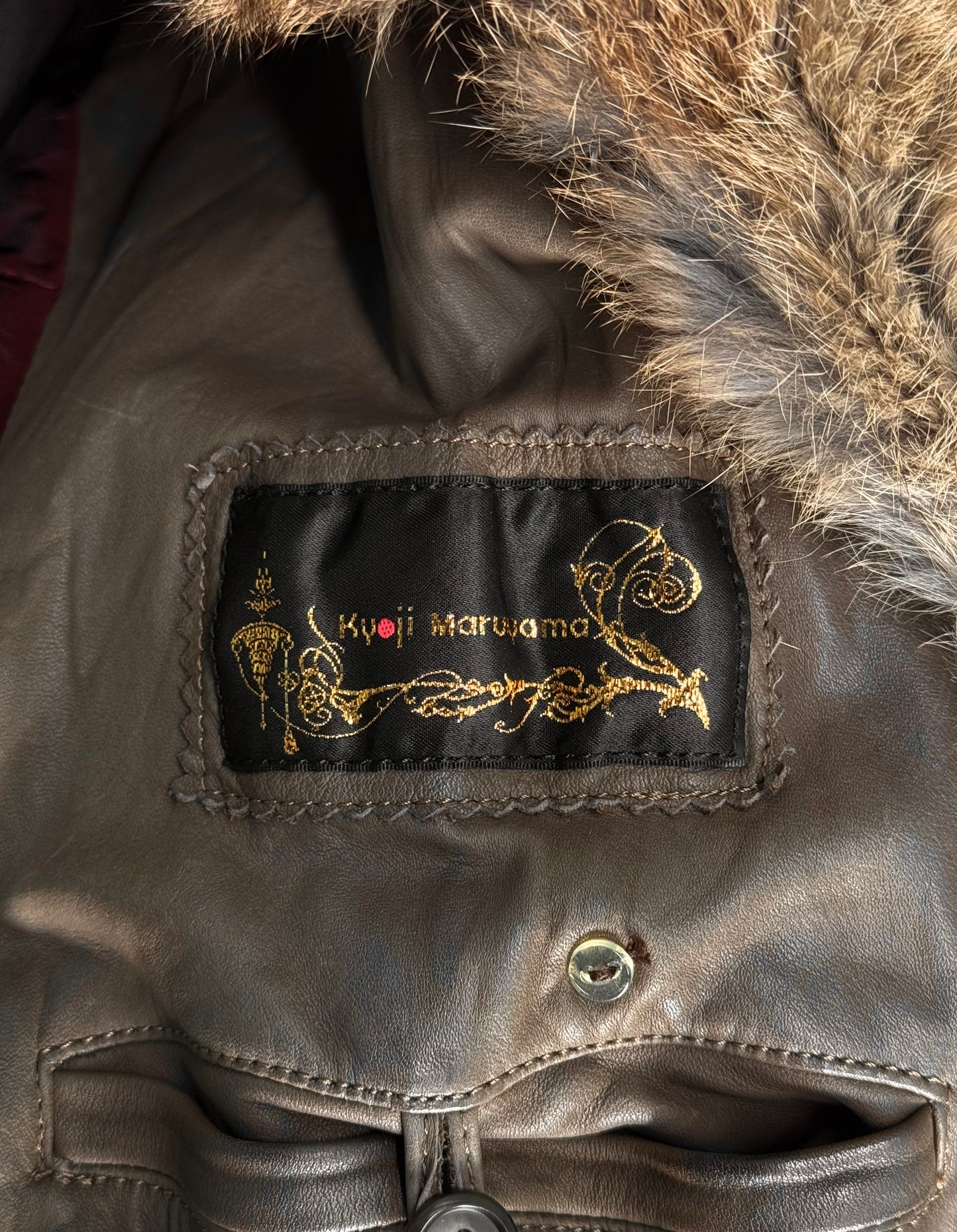 Kyoji Maruyama AW08 Rabbit Fur Wrinkle Leather Trench Coat