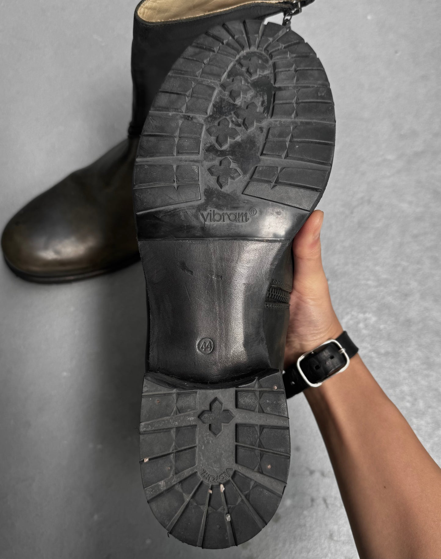 m.a+ by Maurizio Amadei 'S1G3Z' VA 1.5 Grey Spiral Zip Horse Leather Boots