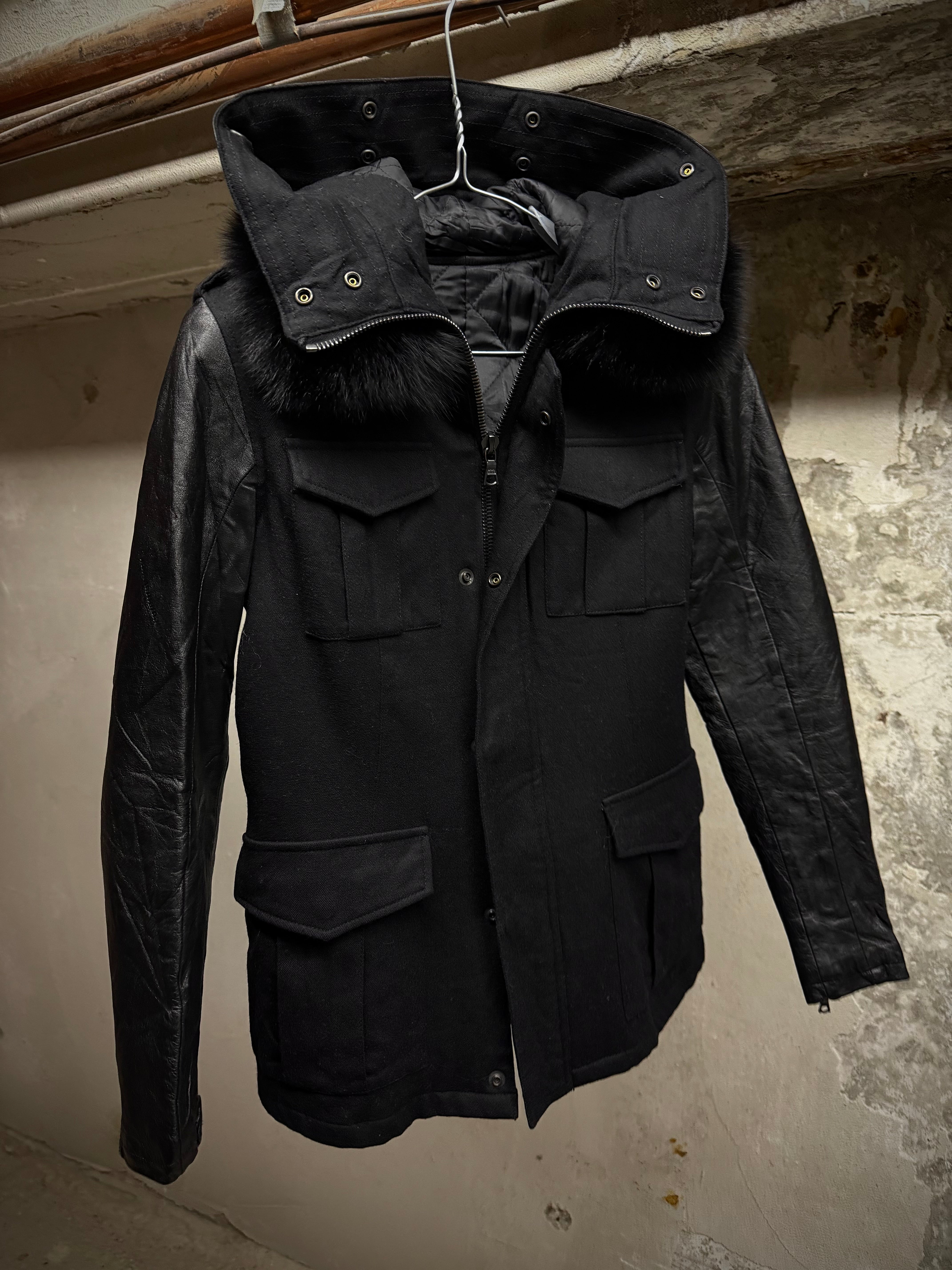BACKLASH Fox Fur Hooded Leather Sleeve Field Jacket – DRIEW
