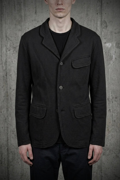 Jean Paul Gaultier Jean-Paul GAULTIER HOMME 90s Charcoal Grey Unlined Work Blazer detail | DRIEW GARMENTS