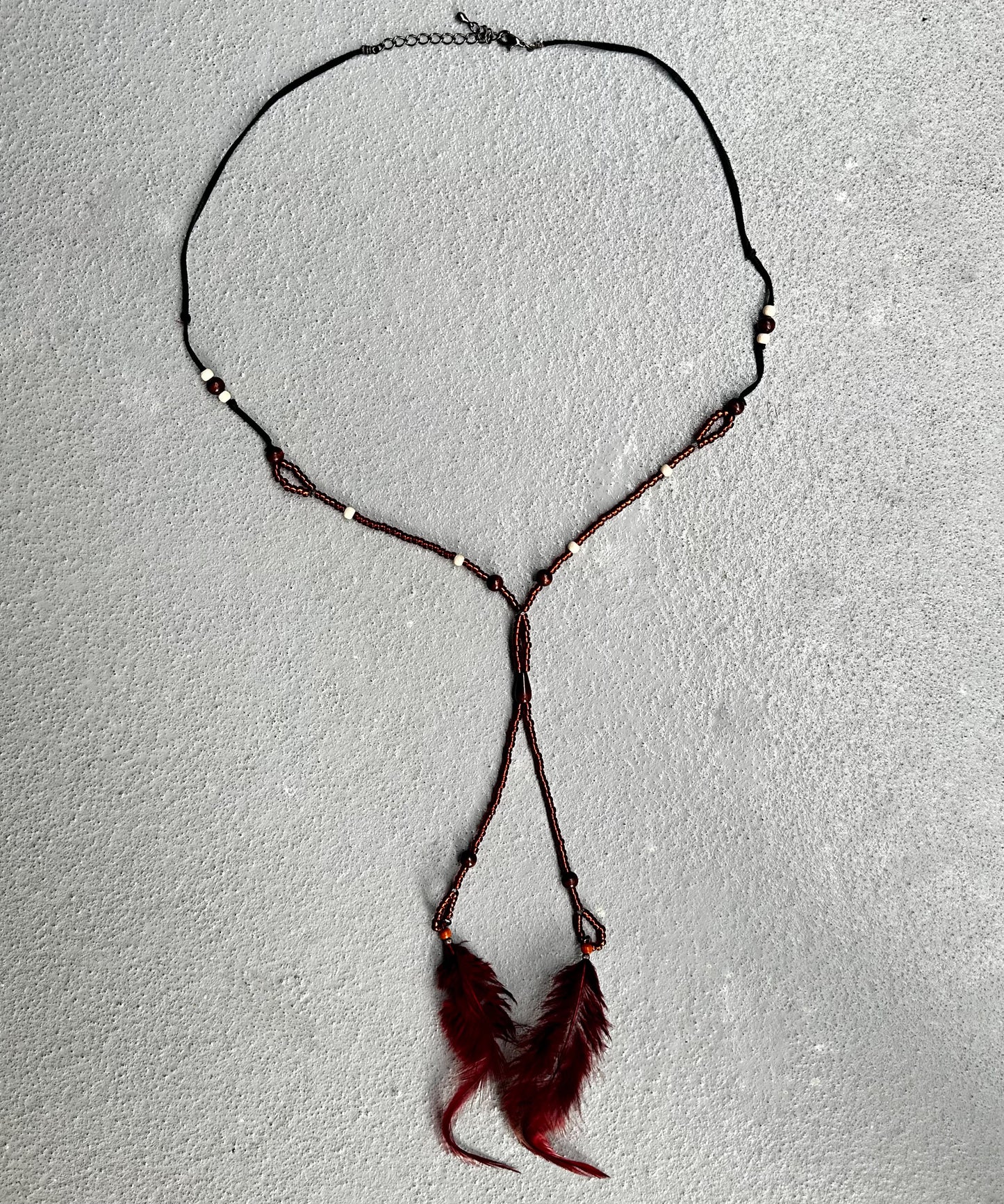 G.O.A Early 00s Velour Red Feather Necklace