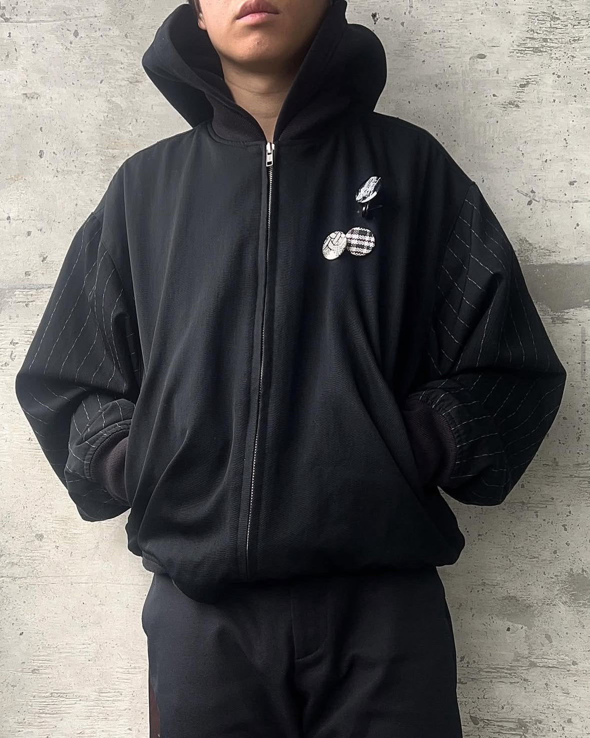 DUETRIO by Issey Miyake Vintage 80s Cropped Wool Bomber Jacket