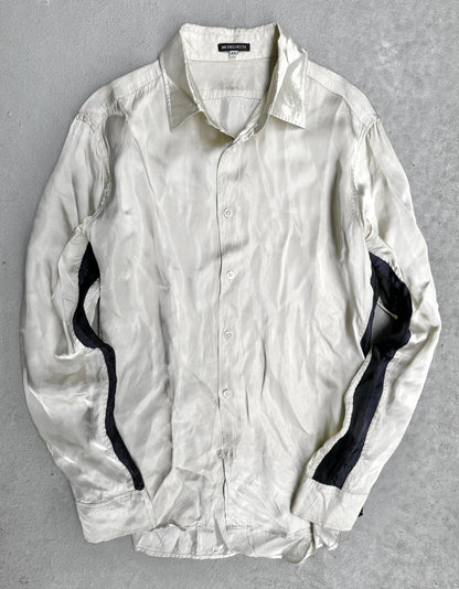 Ann Demeulemeester 2010s Striped Side-Seam Ivory Satin Shirt