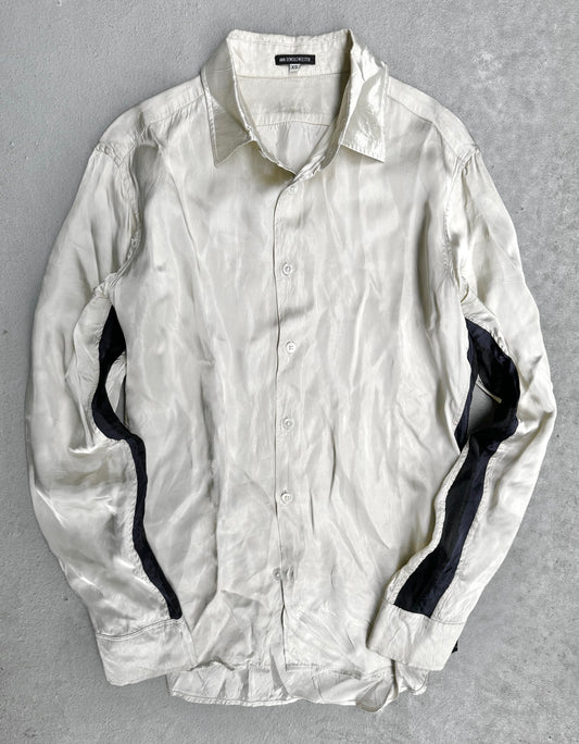 Ann Demeulemeester 2010s Striped Side-Seam Ivory Satin Shirt