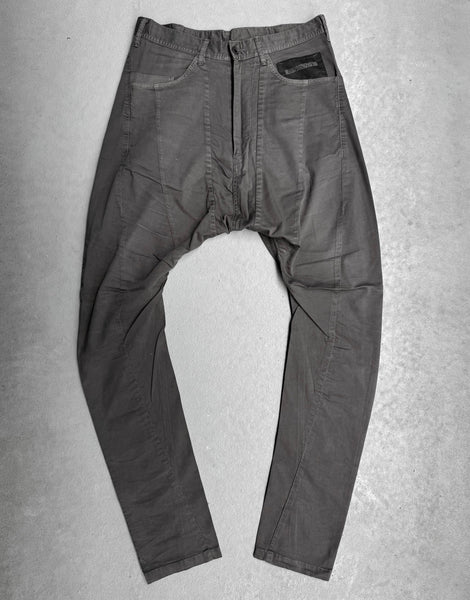 Julius_7 SS16 “sefiroth;” Grey Drop-crotch J-Cut Skinny Pants – DRIEW