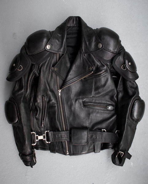 Kadoya FOR SALE* 00s Kadoya 'Battle Suit' Armoured Black Leather Biker