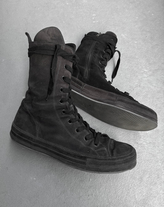 Ann Demeulemeester Scamosciato Two-toned Black Suede High-top Sneakers