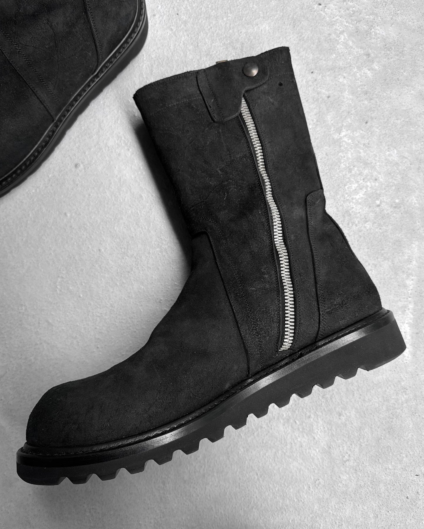 Rick Owens AW10 “GLEAM” Blistered Leather Shearling Creeper Boots