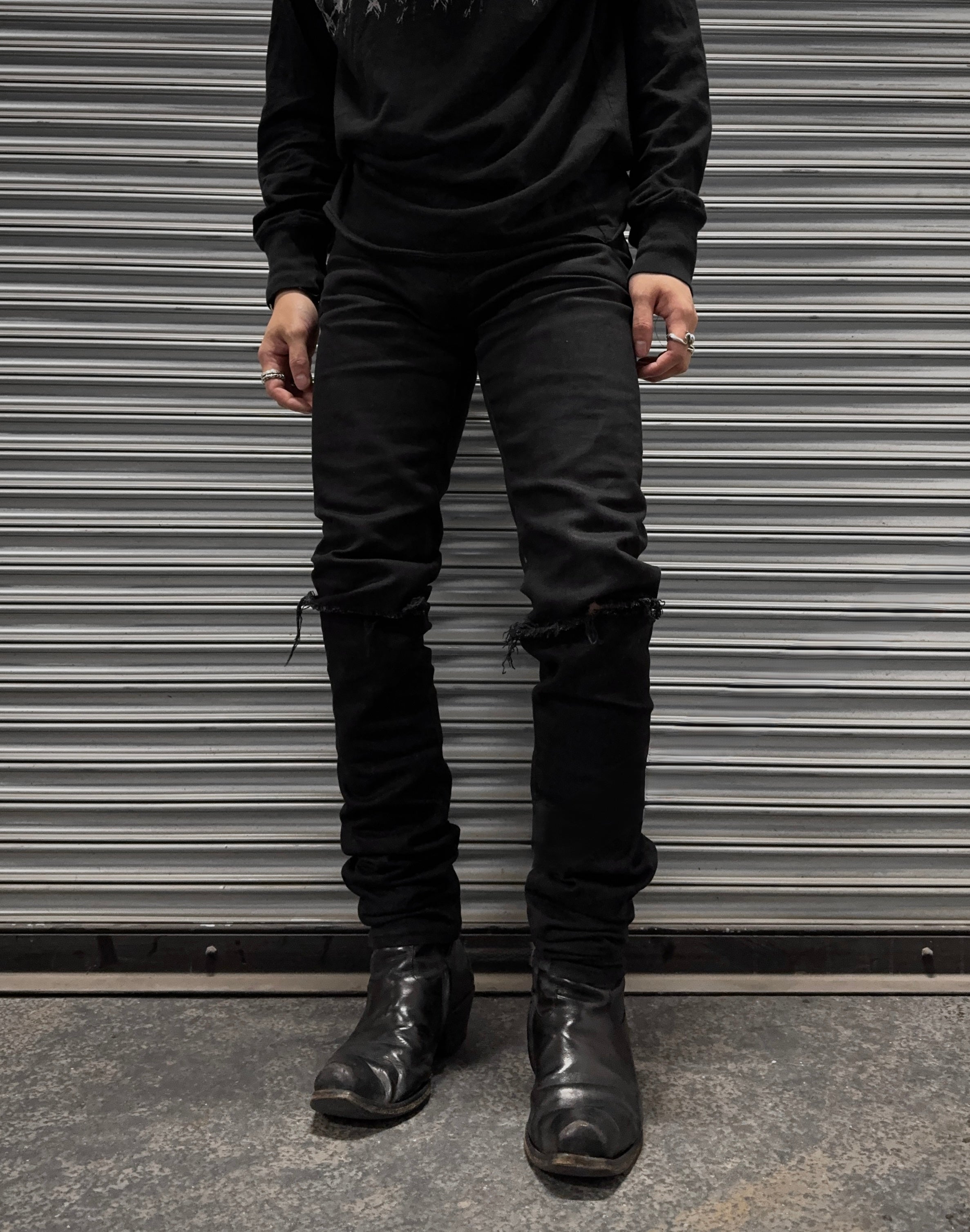 Saint Laurent Paris AW15 'D02' Distressed Black Skinny Denim – DRIEW