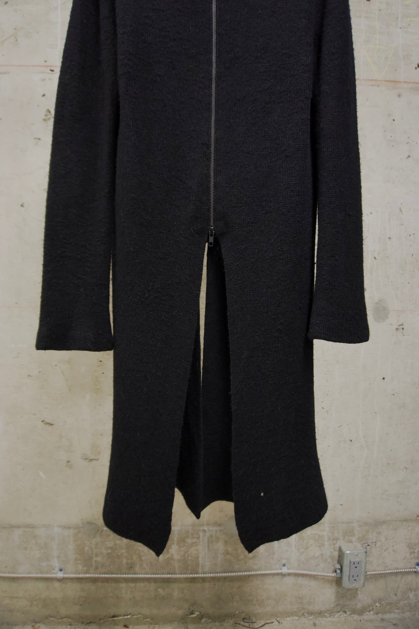 Ann Demeulemeester 2010s Alpaca Wool Zip Long Split Hem Cardigan