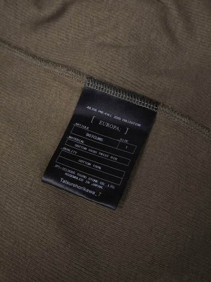 Julius_7 AW25 "EUROPA;" Olive High Twist Rib Knit Cotton Long-sleeves