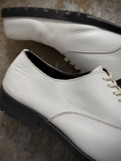 COMME des GARÇONS HOMME PLUS SS11 White Square Toe Leather Derbies detail | DRIEW GARMENTS