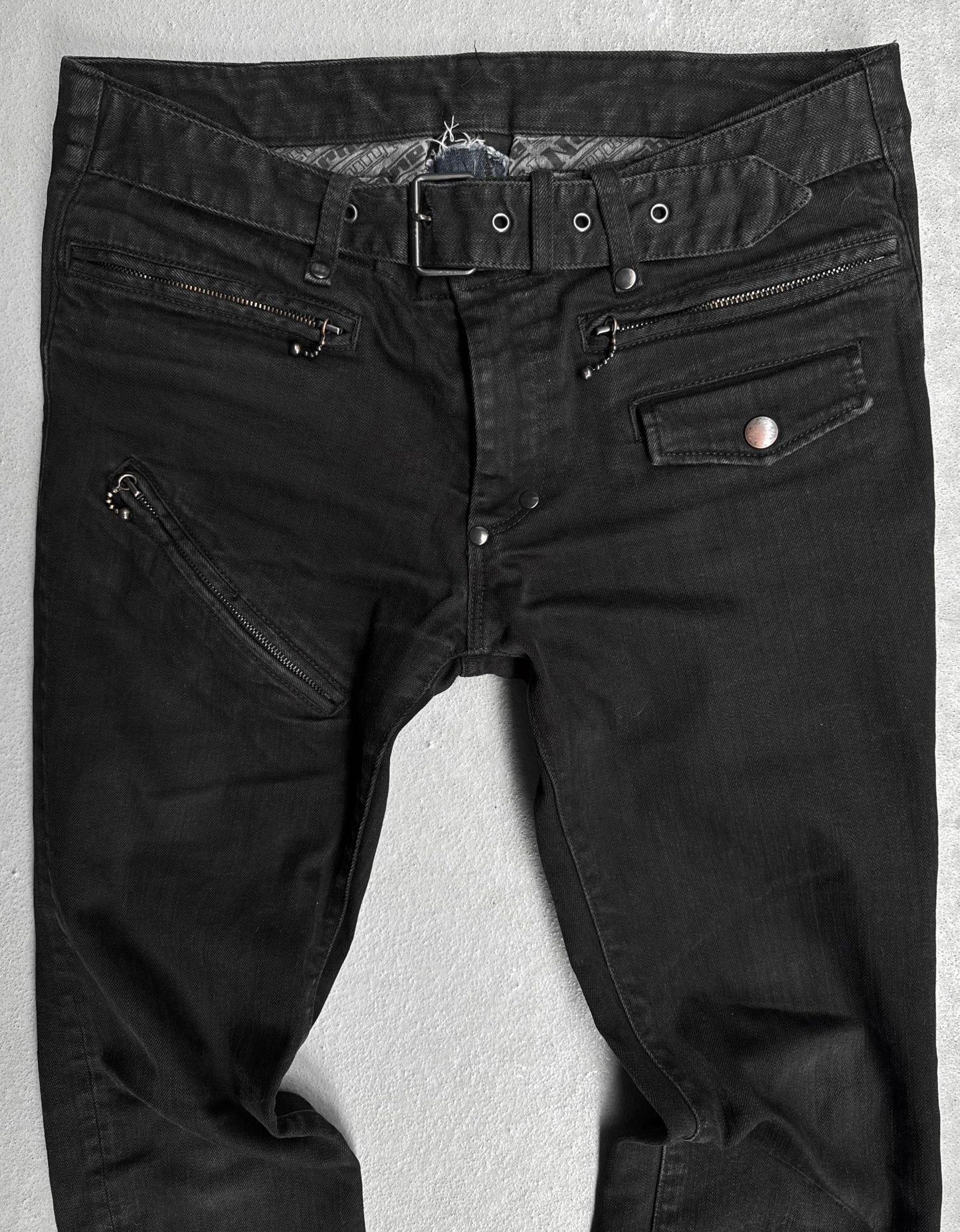 Number (N)ine SS05 “Nightcrawler” Multi-zip Skinny Rider Denim