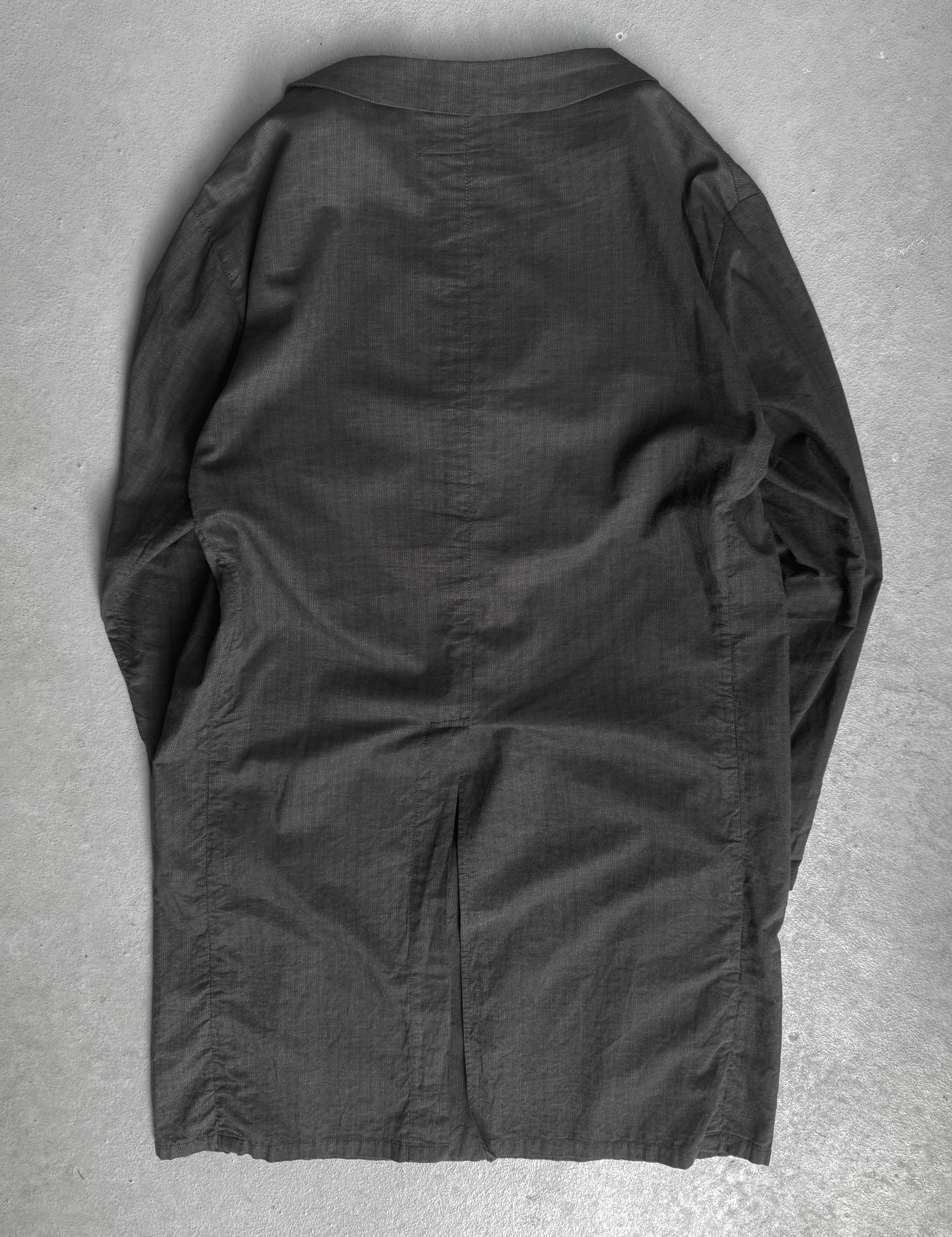 Geoffrey B. Small 1/1 Vertical Striped Unlined Long Coat – DRIEW