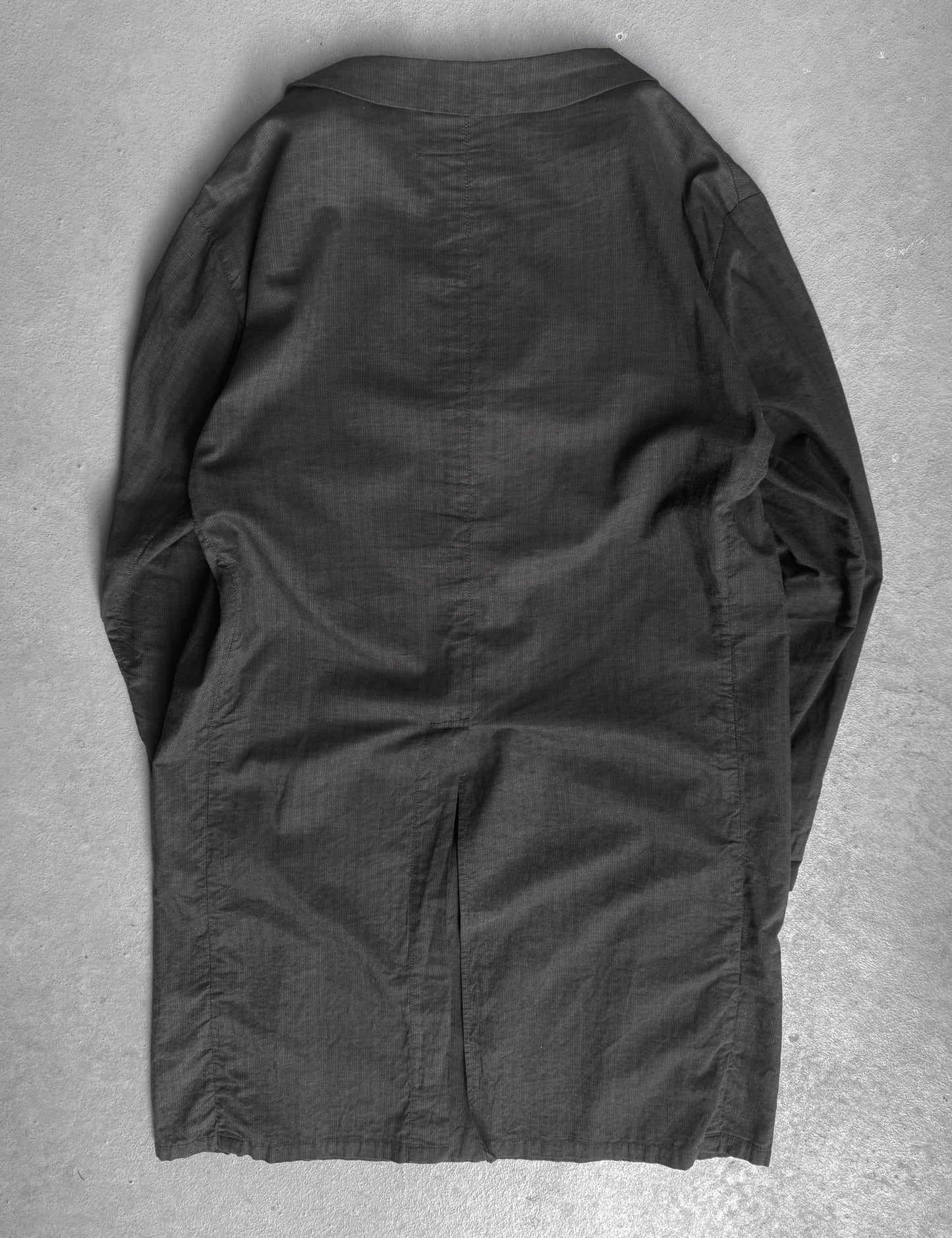 Geoffrey B. Small 1/1 Vertical Striped Unlined Long Coat