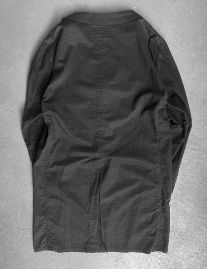 Geoffrey B. Small 1/1 Vertical Striped Unlined Long Coat