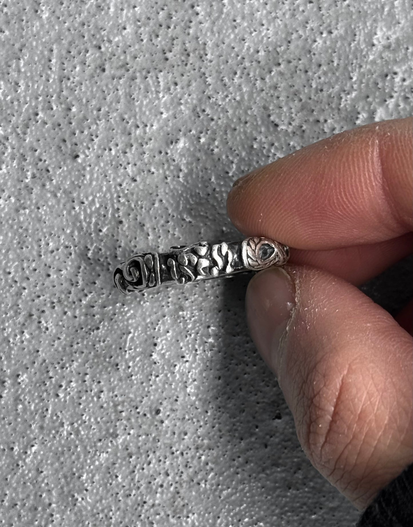 A&G Rock N’ Roll Couture Early 00s Engraved Eternity Band Silver Ring