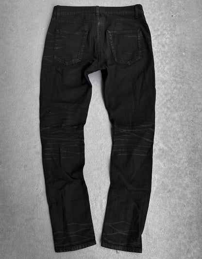 Saint Laurent Paris SS20 Black ‘D21’ Waxed Whiskers Skinny Denim