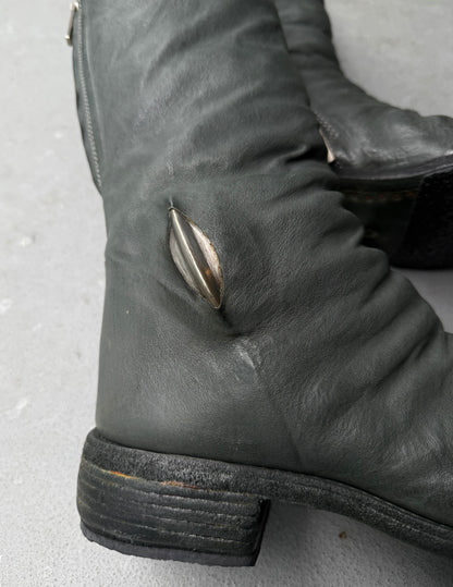 Carol Christian Poell ‘AM/2687P ROOMS-PTC/19’ Kangaroo Leather Titanium Prosthetic Tornado Zip Boots