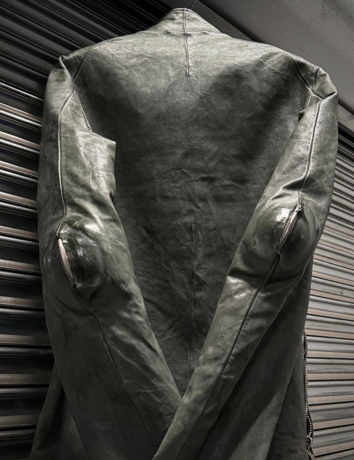 Carol Christian Poell 'LM/2599G-SP ROOMS-PTC/19' Spine Elbow & Hand High Neck Leather Jacket detail | DRIEW GARMENTS
