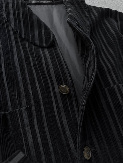 Yohji Yamamoto POUR HOMME AW96 Velvet Stripe Corduroy Oversized Coat detail | DRIEW GARMENTS