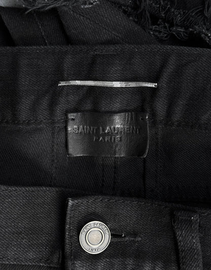 Saint Laurent Paris AW15 Black ‘D02’ Distressed Knee Skinny Denim
