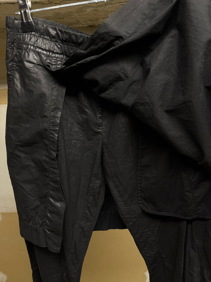Rick Owens DRKSHDW SS08 "CREATCH" Waxed Gladiator Kilt Layer Pants detail | DRIEW GARMENTS