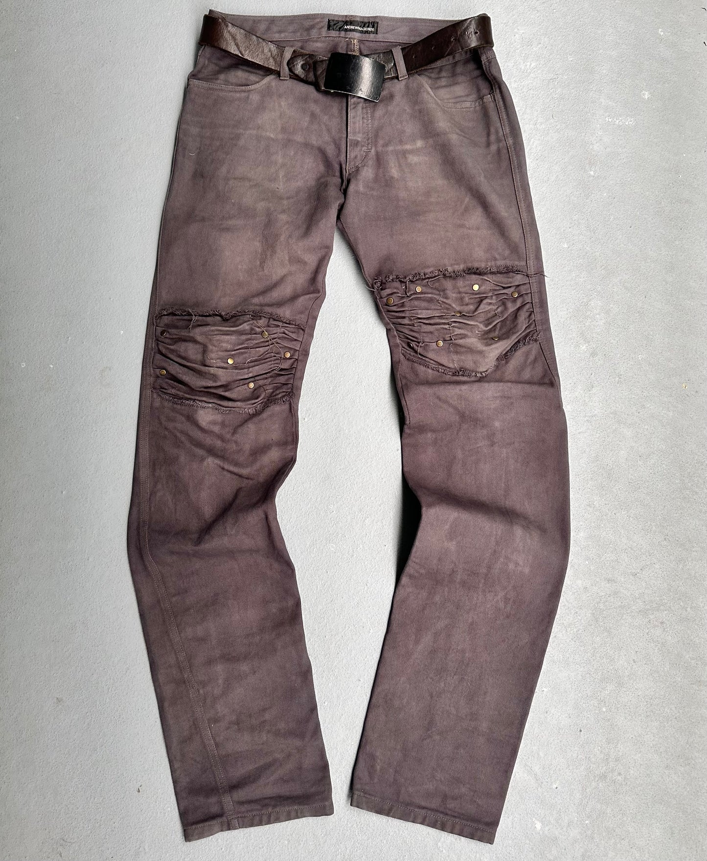 ANDREW MACKENZIE Early 00s Stud Darted Knee Denim