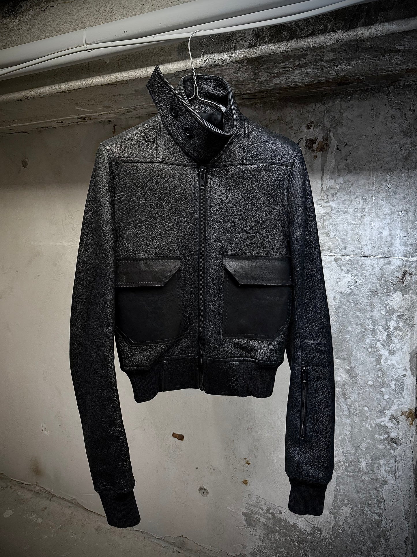 Rick Owens AW16 "MASTODON" Glitter Trench Cropped Ram Leather Jacket | Archive Fashion Toronto
