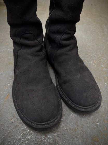 Rick Owens AW09 "CRUST" Side Zip Reverse Cow Leather Creeper Boots detail | DRIEW GARMENTS