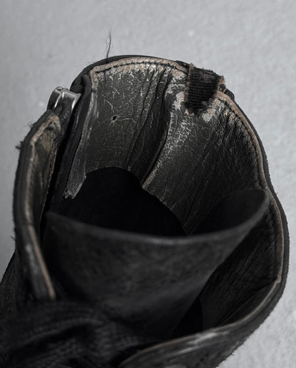 Rick Owens AW09 “CRUST” Blistered Lambskin Leather Lace-up Combat Boots
