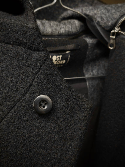 Lost and Found Ria Dunn Lost & Found by Ria Dunn 2010s Removable Hooded Boiled Wool Crepe Coat detail | DRIEW GARMENTS