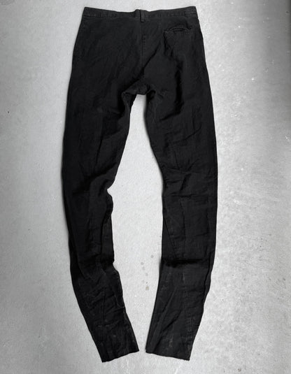 DAMIR DOMA Black Linen Twisted Leg Skinny Trousers