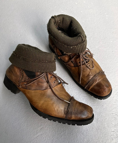 alfredoBANNISTER Early 00s Double-layered Foldable Leather Boots