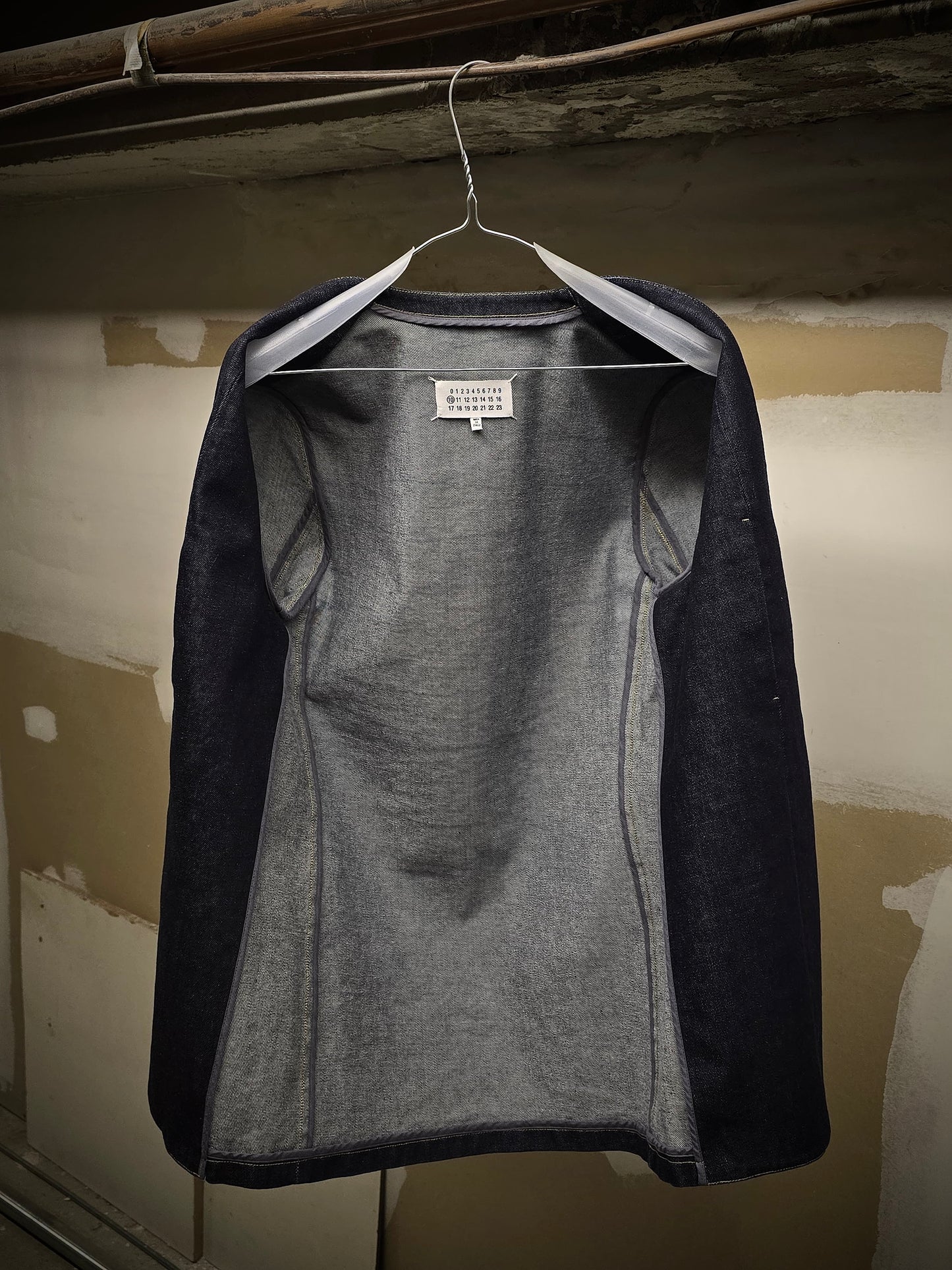 Maison Martin Margiela AW19 Minimal Open-Front Raw Indigo Denim Jacket