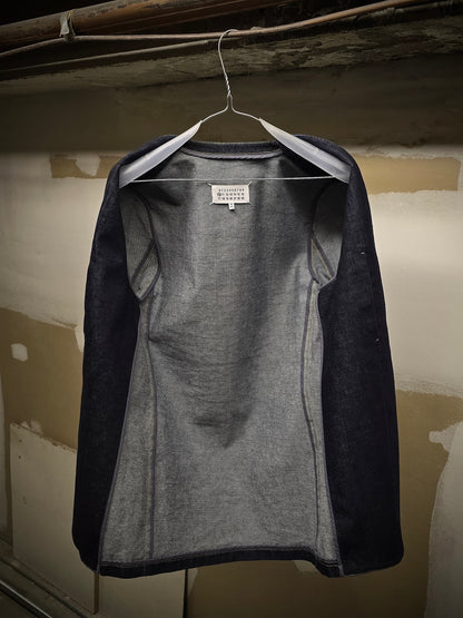 Maison Martin Margiela AW19 Minimal Open-Front Raw Indigo Denim Jacket