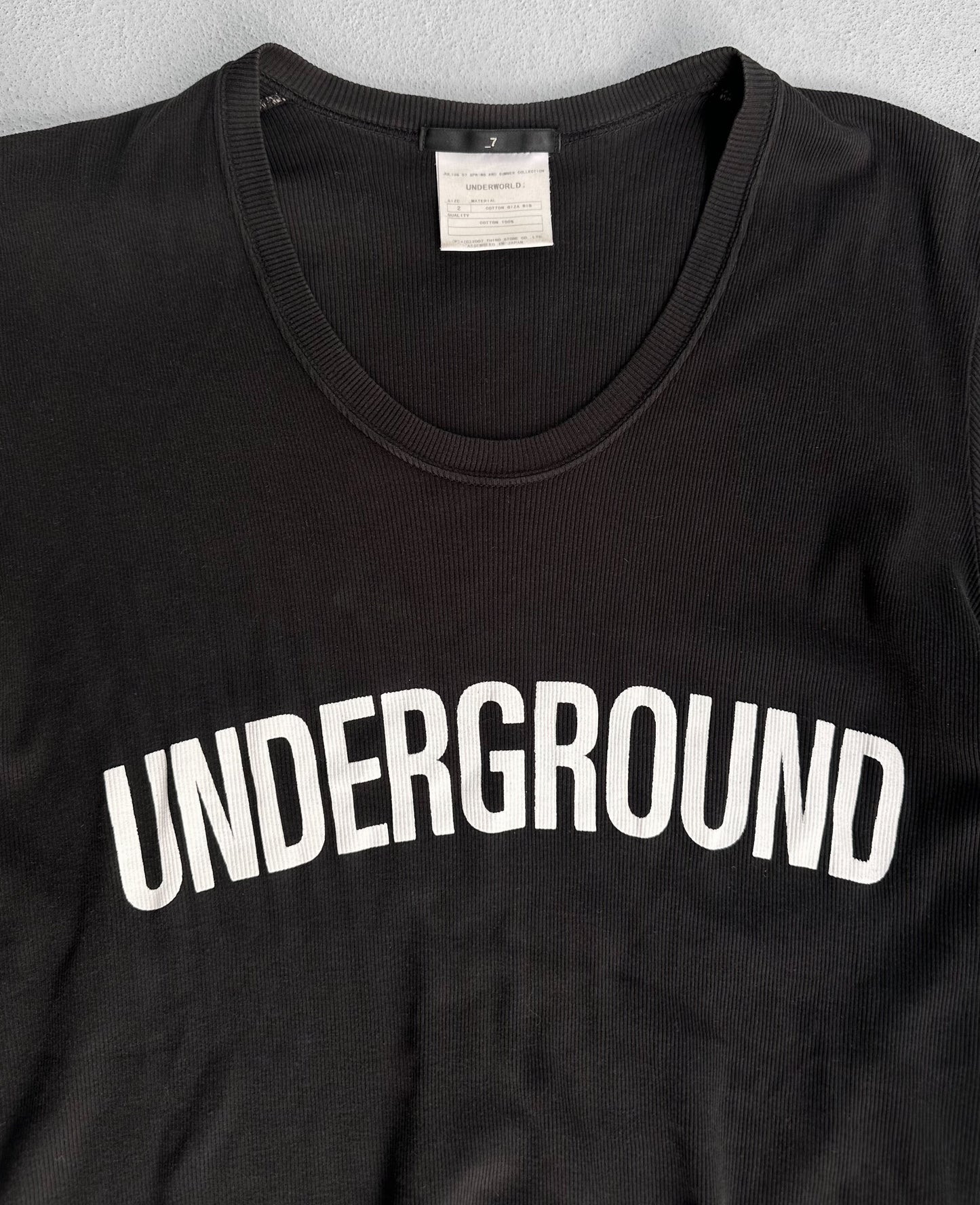 Julius_7 SS07 “UNDERWORLD;” Ribbed Logo Short-sleeves T-shirt