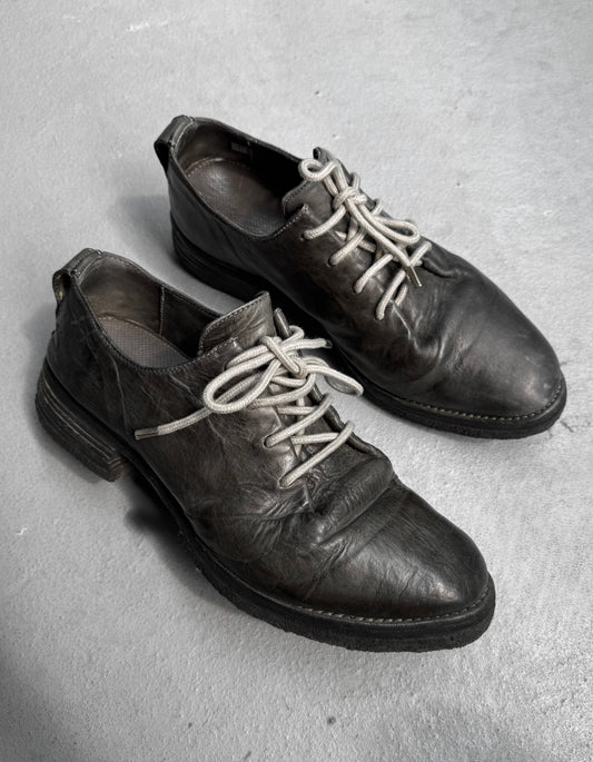 Carol Christian Poell ‘AM/2597 IN CORS-PTC’ Grey Object-dyed Horse Leather Folded Officer Derbies