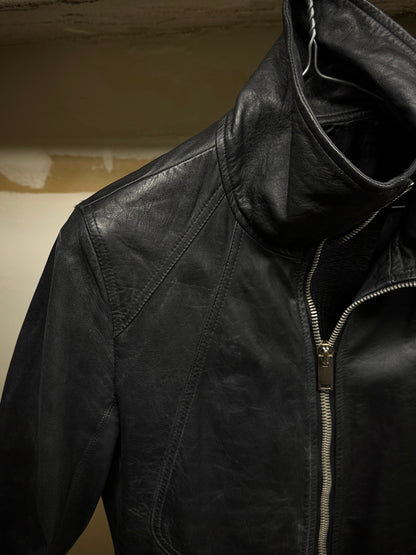 Rick Owens AW13 "PLINTH" High Neck Intarsia Calf Leather Jacket detail | DRIEW GARMENTS