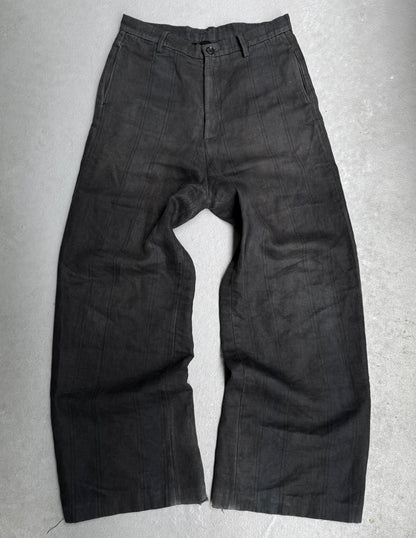 Zam Barrett Striped Heavy Linen Wide-Leg Pants