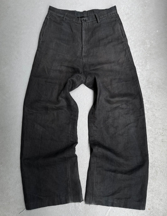 Zam Barrett Striped Heavy Linen Wide-Leg Pants