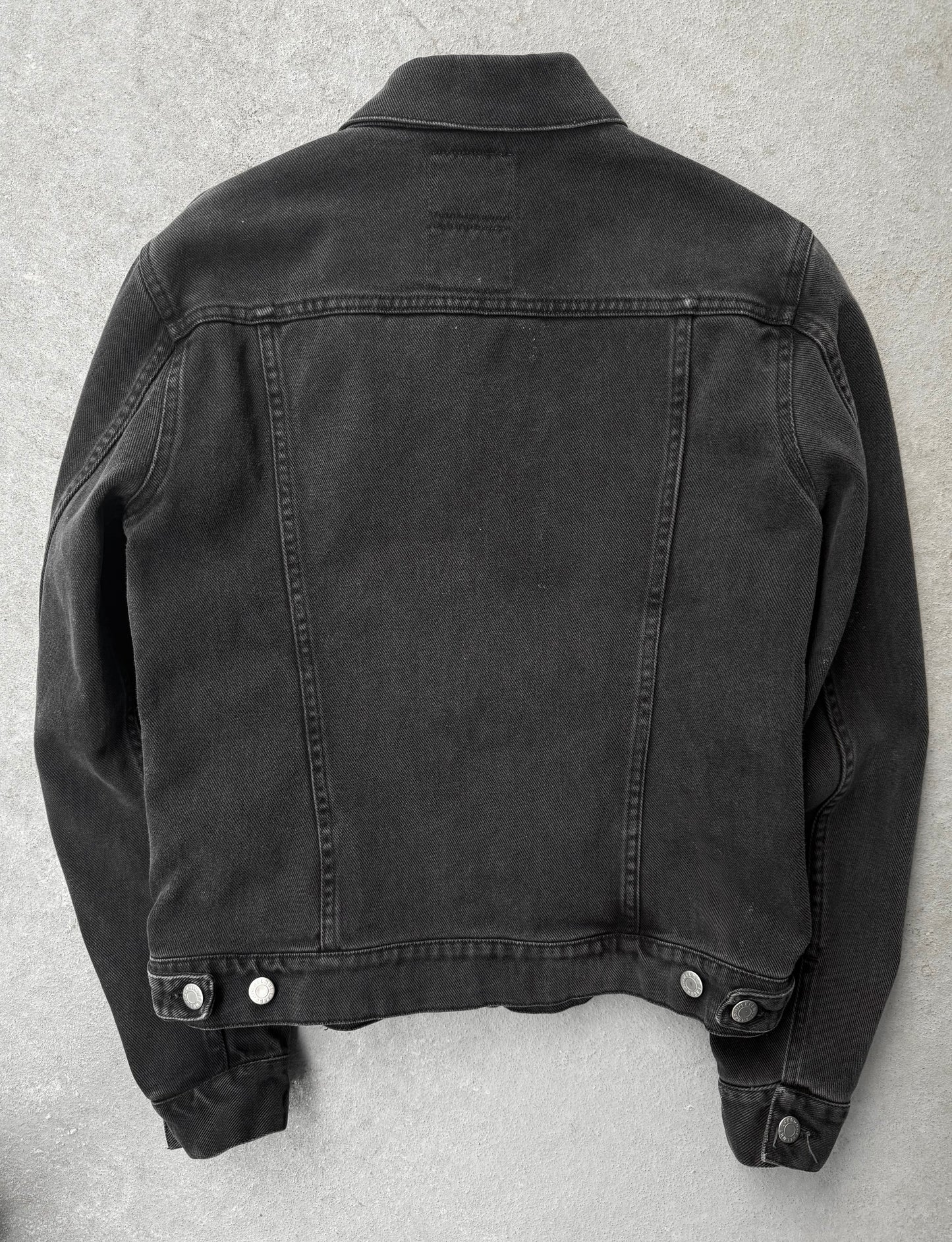 Helmut Lang Early 00s Washed Black Denim Trucker Jacket