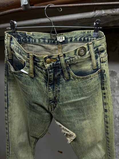 L.G.B. Early 00s 'No. CRAZY WOLF 0072M' Acid Wash Blown Out Denim detail | DRIEW GARMENTS