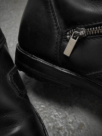 Raf Simons AW06-07 "Ashes & Heroes" Accordion Multi-Zip Leather Boots detail | DRIEW GARMENTS