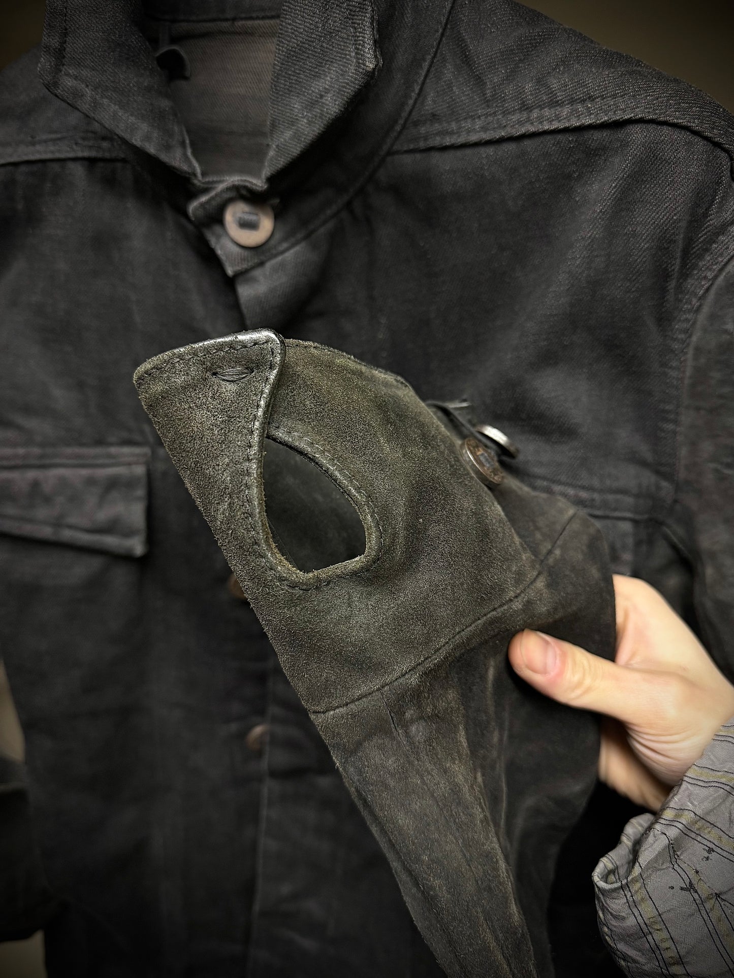 Boris Bidjan Saberi SS14 'TEJANA 1' Horse Culatta Leather Sleeve Hybrid Denim Jacket