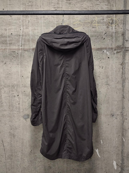Julius_7 SS08 “Insanity In Industrial Inc.” Grey Hooded Poly Dual Zip Cargo Jacket