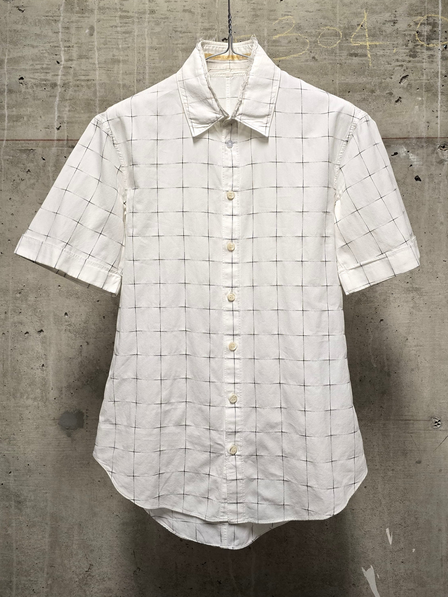 Carol Christian Poell 00s Threaded Check Pattern White Short Sleeve Button-Up Shirt