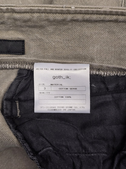 Julius_7 AW10-11 "goth_ik;" Grey Cotton Serge Gas-Mask Cargo Shorts