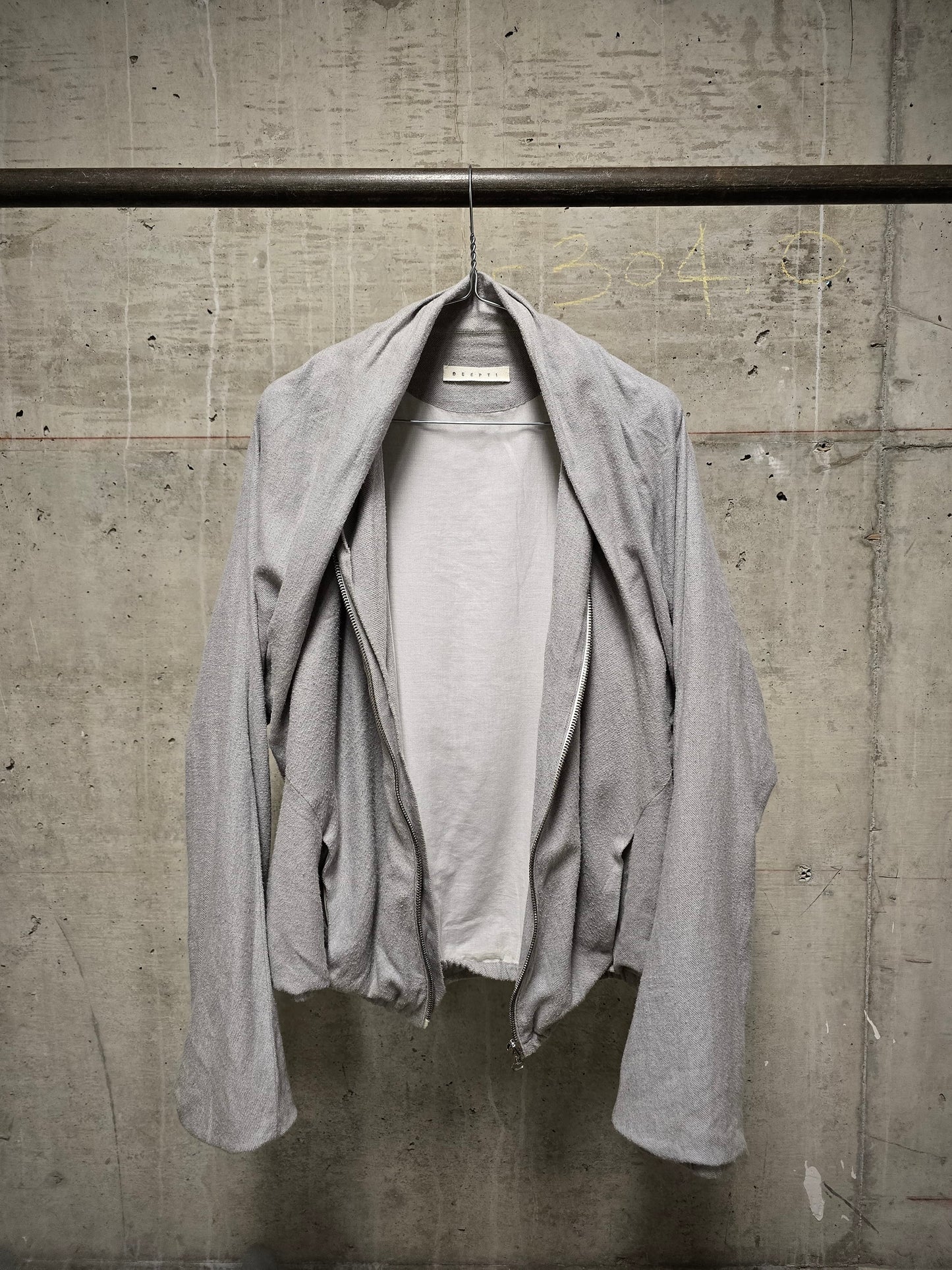 DEEPTI Graduate Collection 2005 Light Grey Cotton Cocoon Bomber Jacket